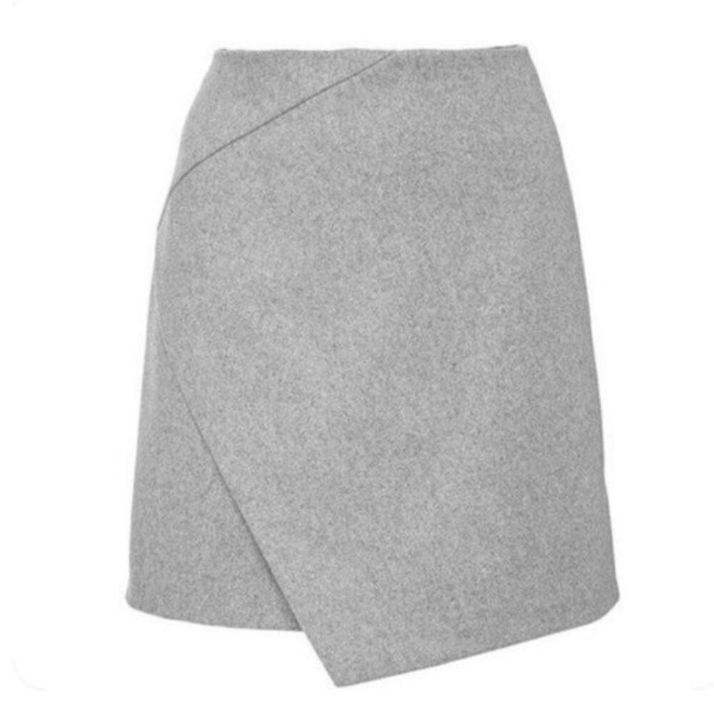 CARVEN Wool Blend Asymmetric Modern Mini Skirt Grey Sz M / Eur 40